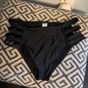 Cutout High-waisted Black Bikini Bottom